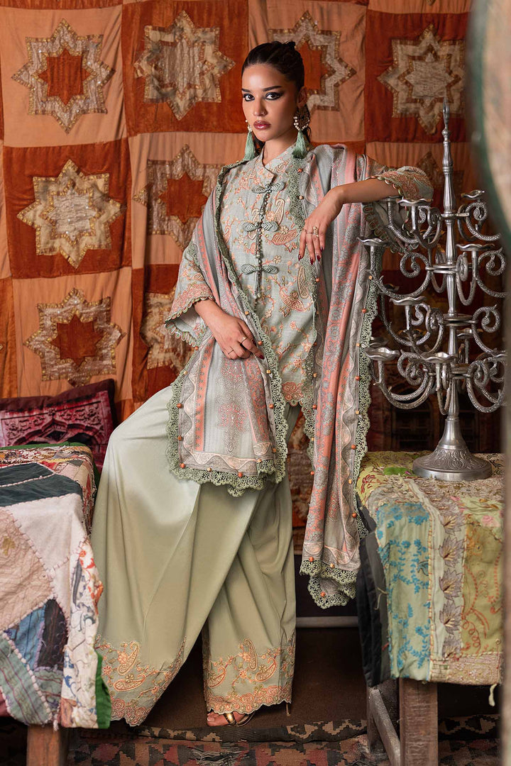 3 Piece Unstitched Embroidered Irish Linen Suit