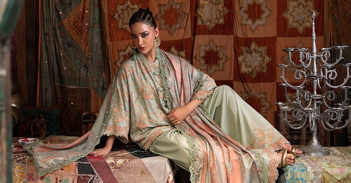 3 Piece Unstitched Embroidered Irish Linen Suit