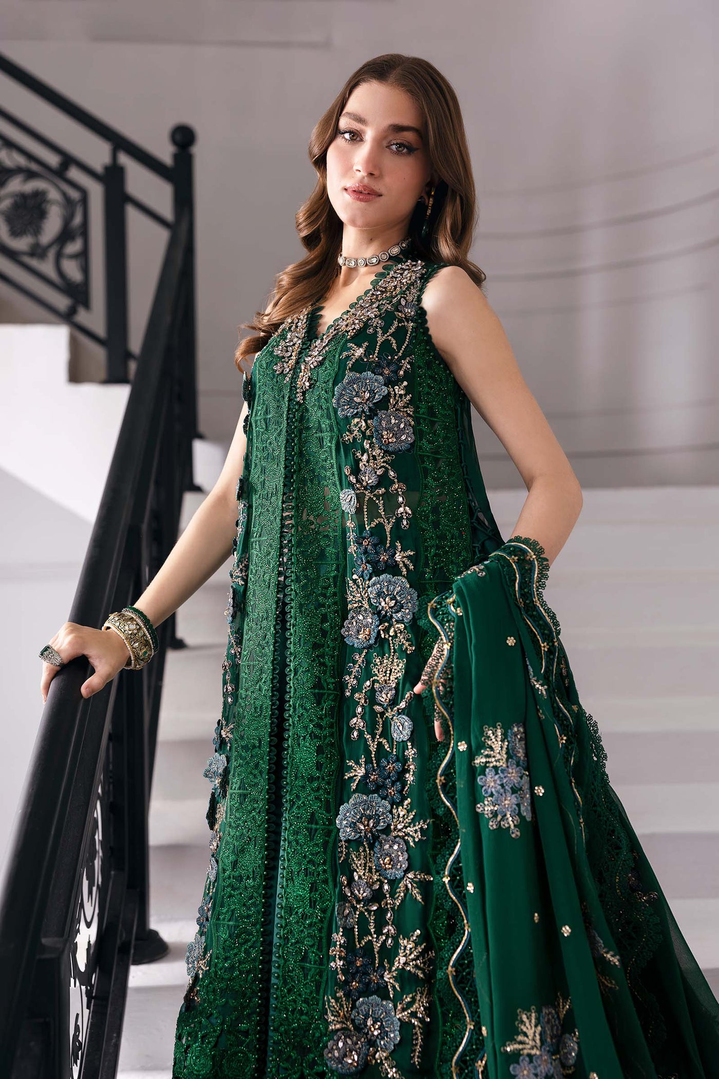 3 Piece Unstitched Embroidered Chiffon Suit