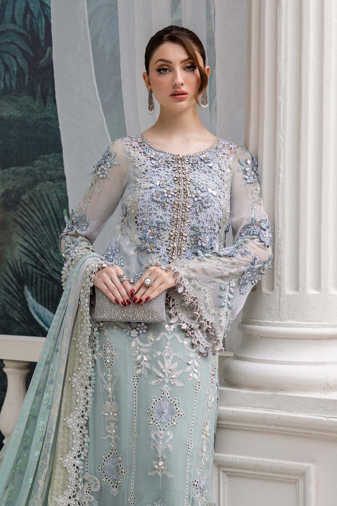 3 Piece Unstitched Embroidered Chiffon Suit
