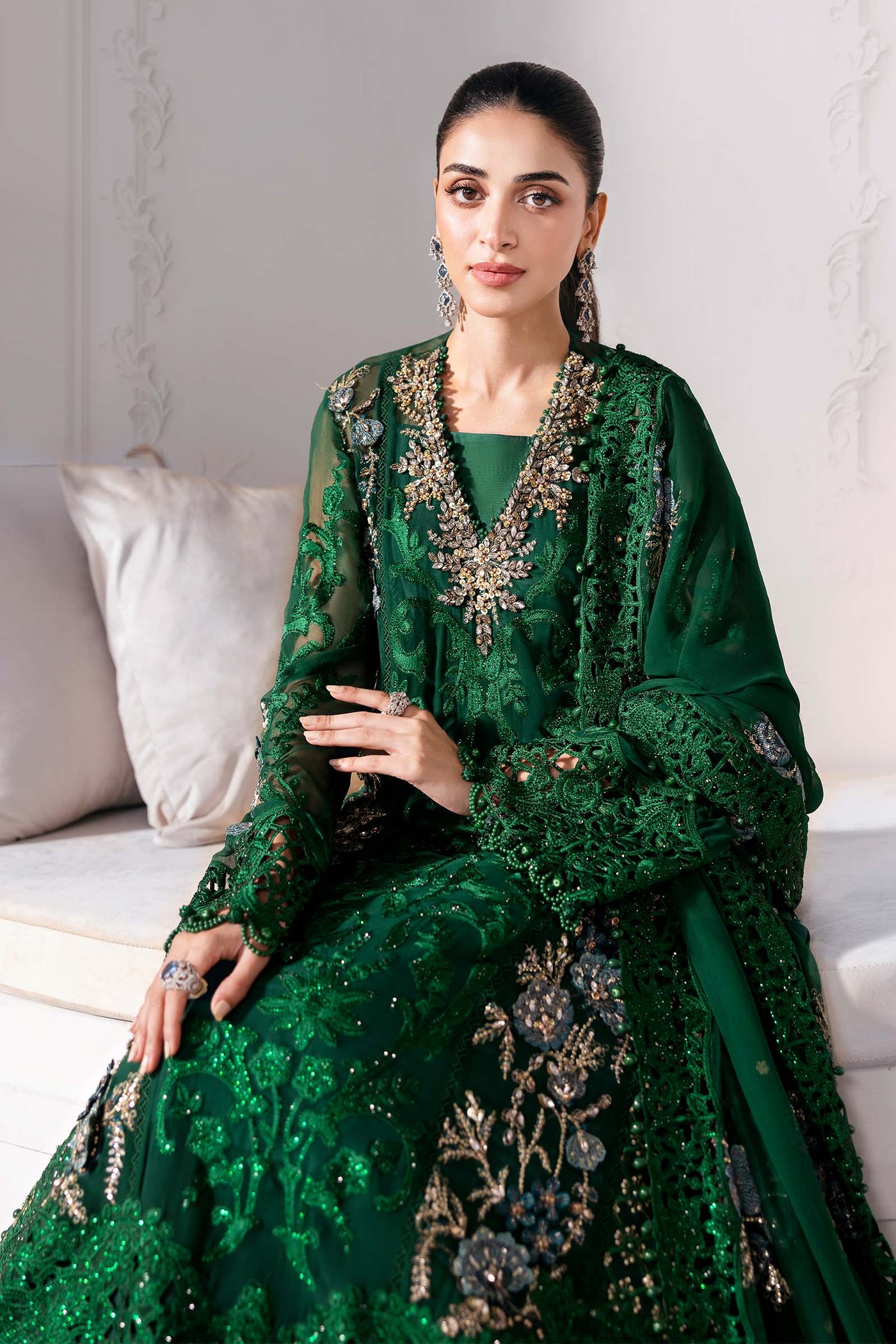 3 Piece Unstitched Embroidered Chiffon Suit