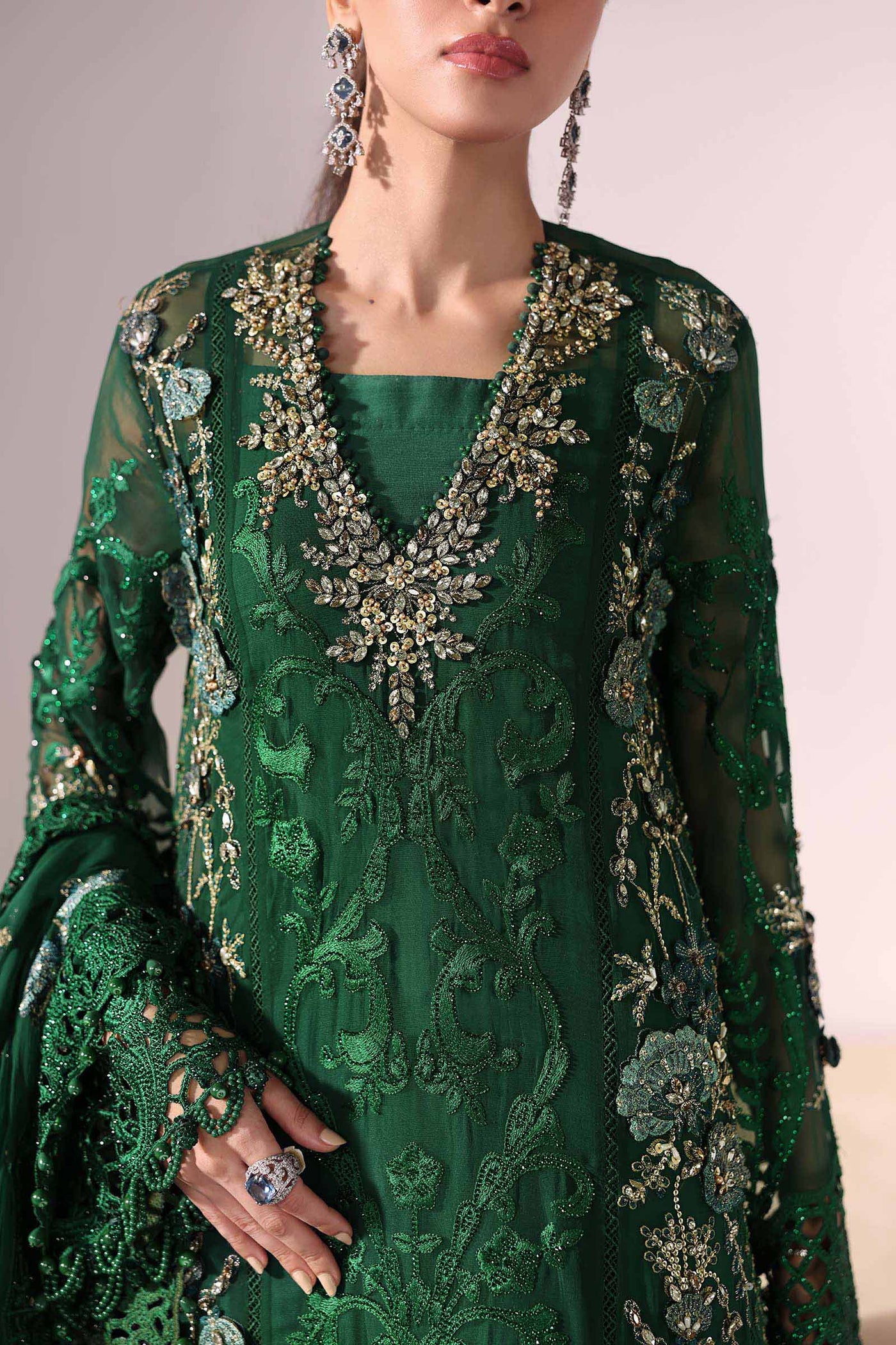 3 Piece Unstitched Embroidered Chiffon Suit