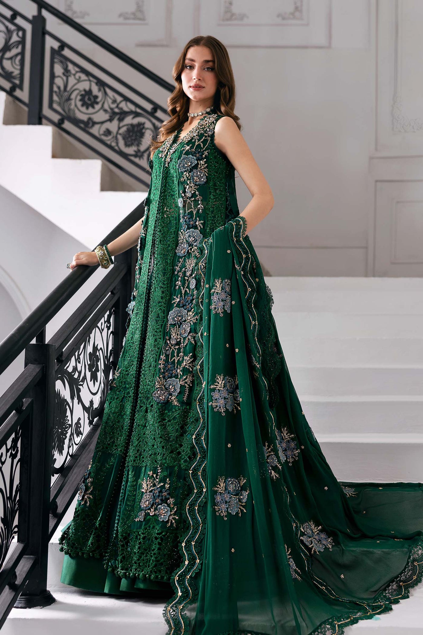 3 Piece Unstitched Embroidered Chiffon Suit