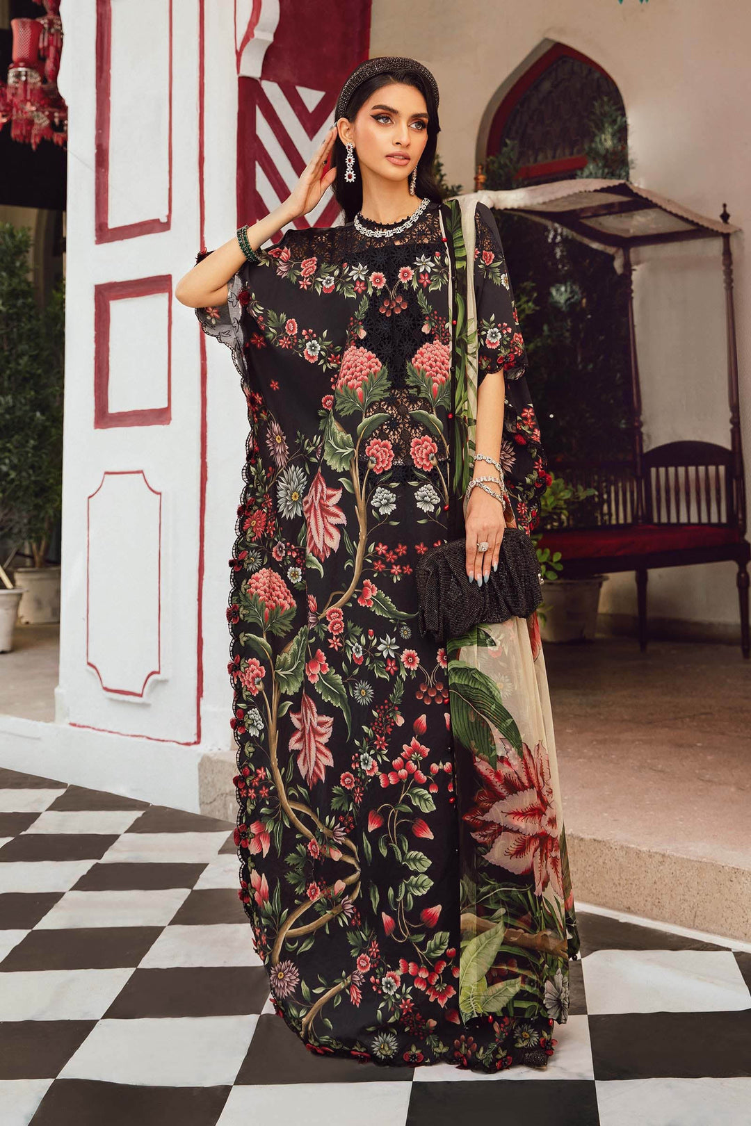 3 Piece Unstitched Embroidered Cambric Suit