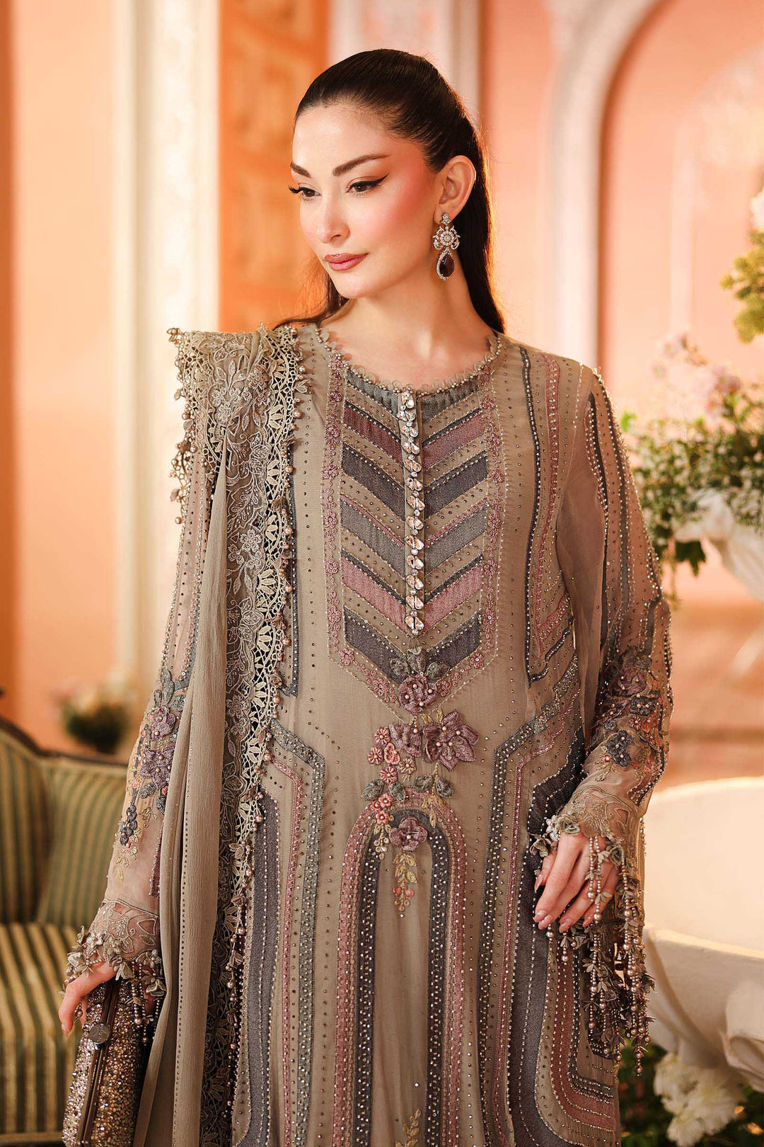 3 Piece Unstitched Embroidered Chiffon Suit