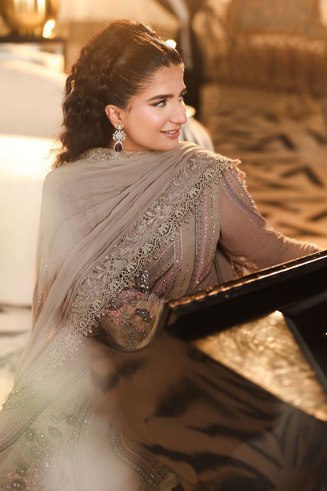 3 Piece Unstitched Embroidered Chiffon Suit