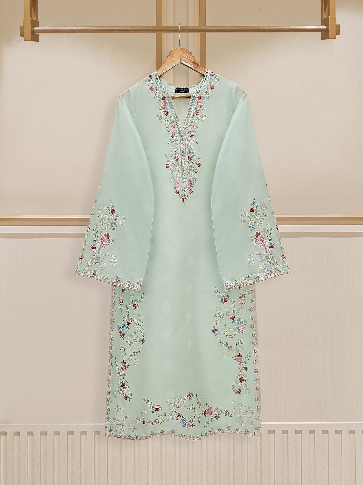 aghanoor || Embroidered Cambric Shirt S110324