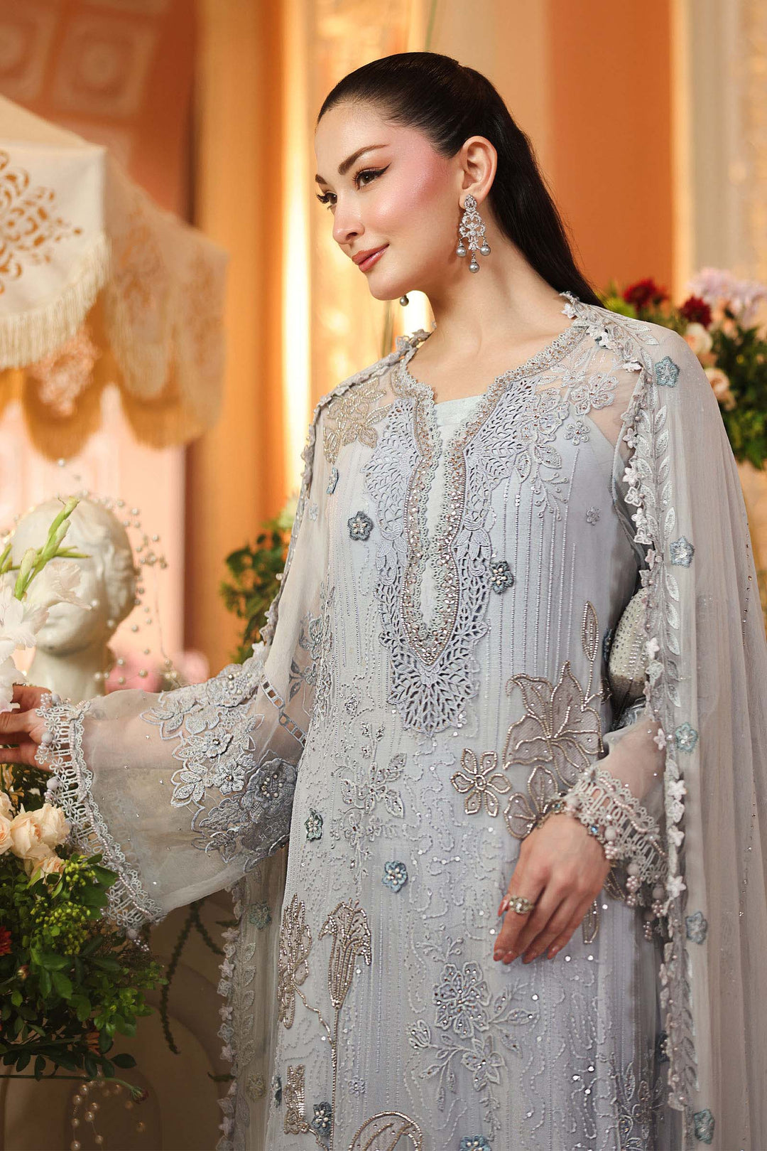 3 Piece Unstitched Embroidered Chiffon Suit