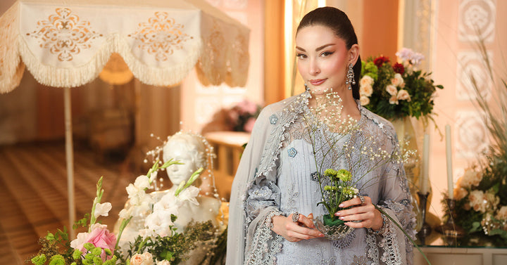 3 Piece Unstitched Embroidered Chiffon Suit