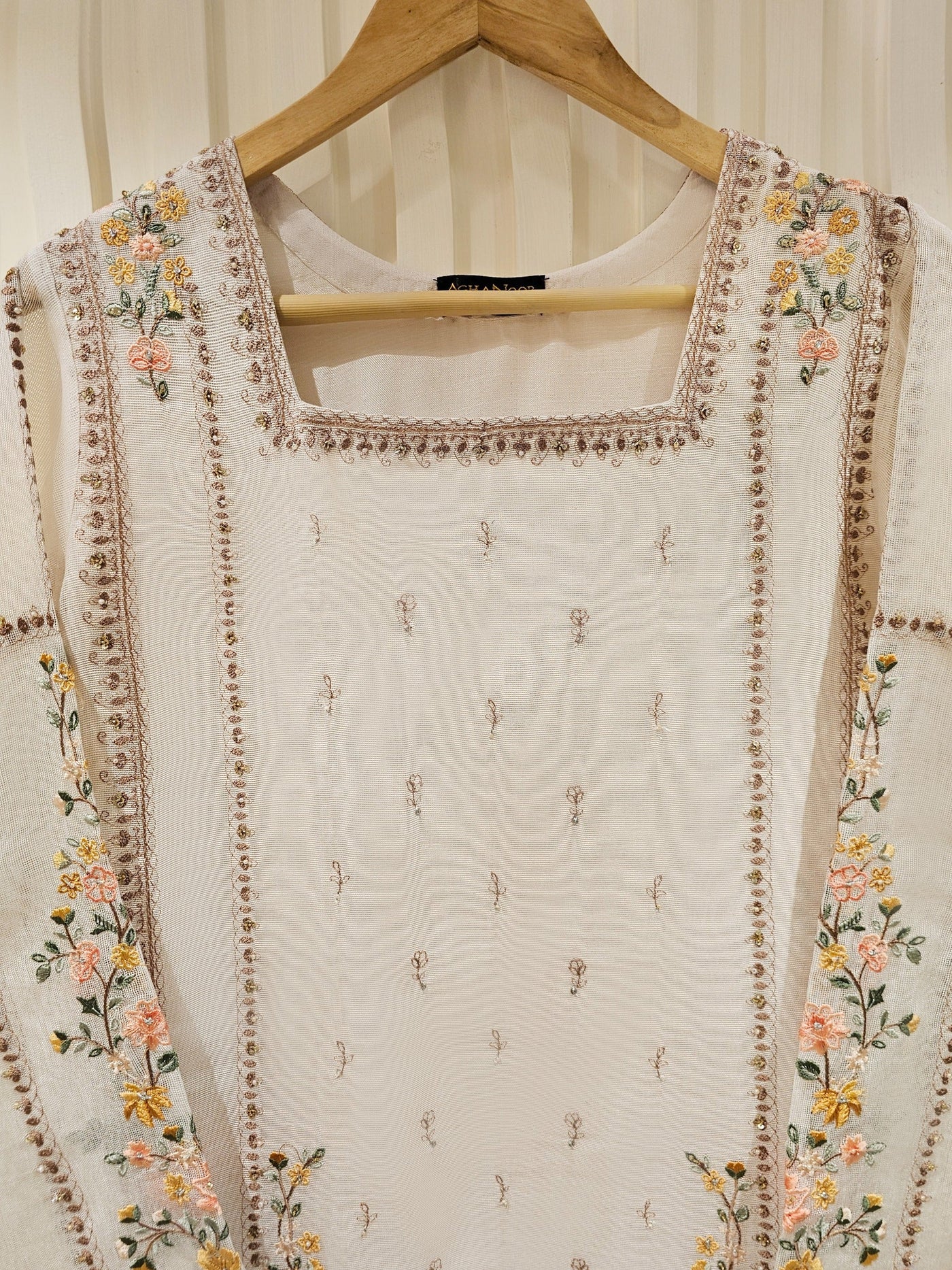 3 Piece - Pure Cotton Net Embroidered Suit