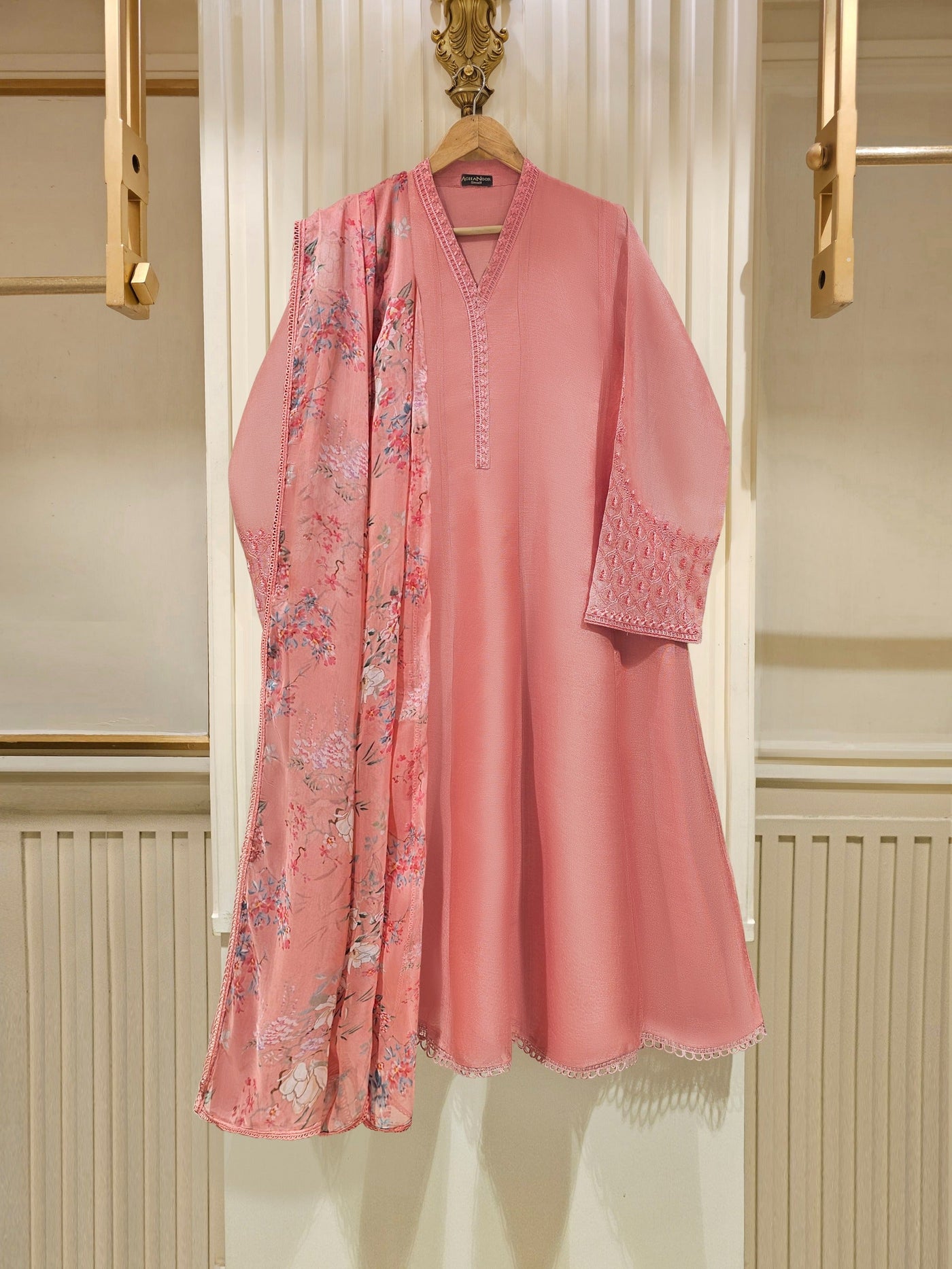 3 Piece - Pure Cotton Net Embroidered Suit