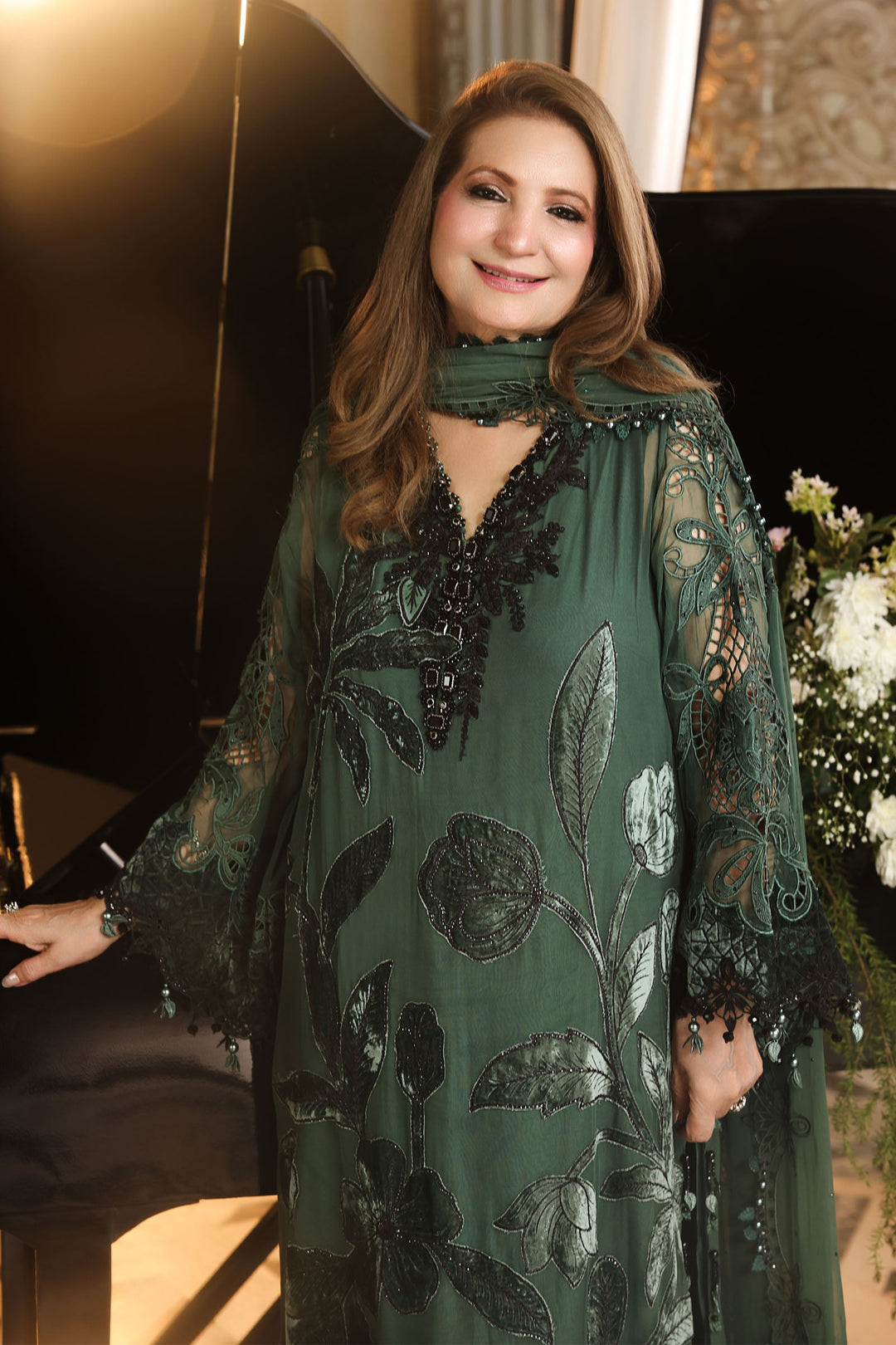 3 Piece Unstitched Embroidered Chiffon Suit