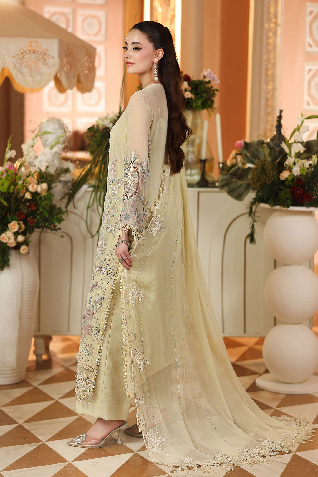 3 Piece Unstitched Embroidered Chiffon Suit