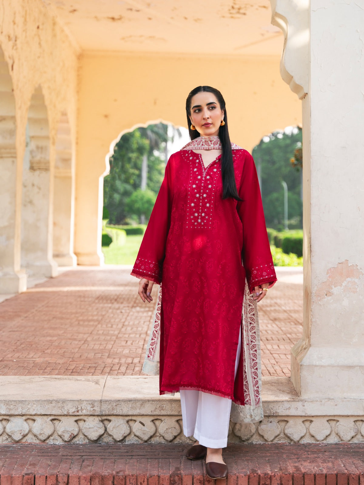2 Piece - Pure Embroidered Cambric Suit