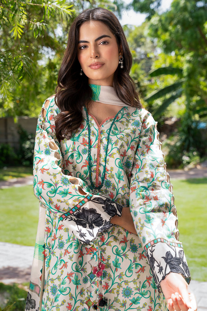 3-PC Unstitched Printed Lawn