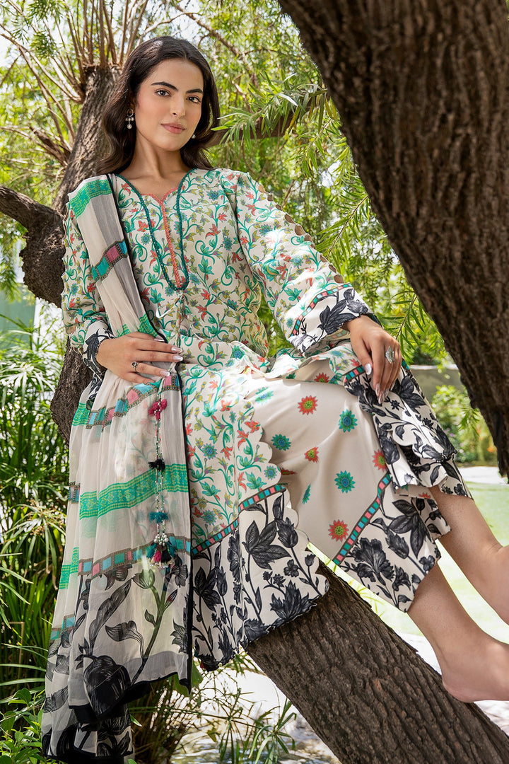 3-PC Unstitched Printed Lawn