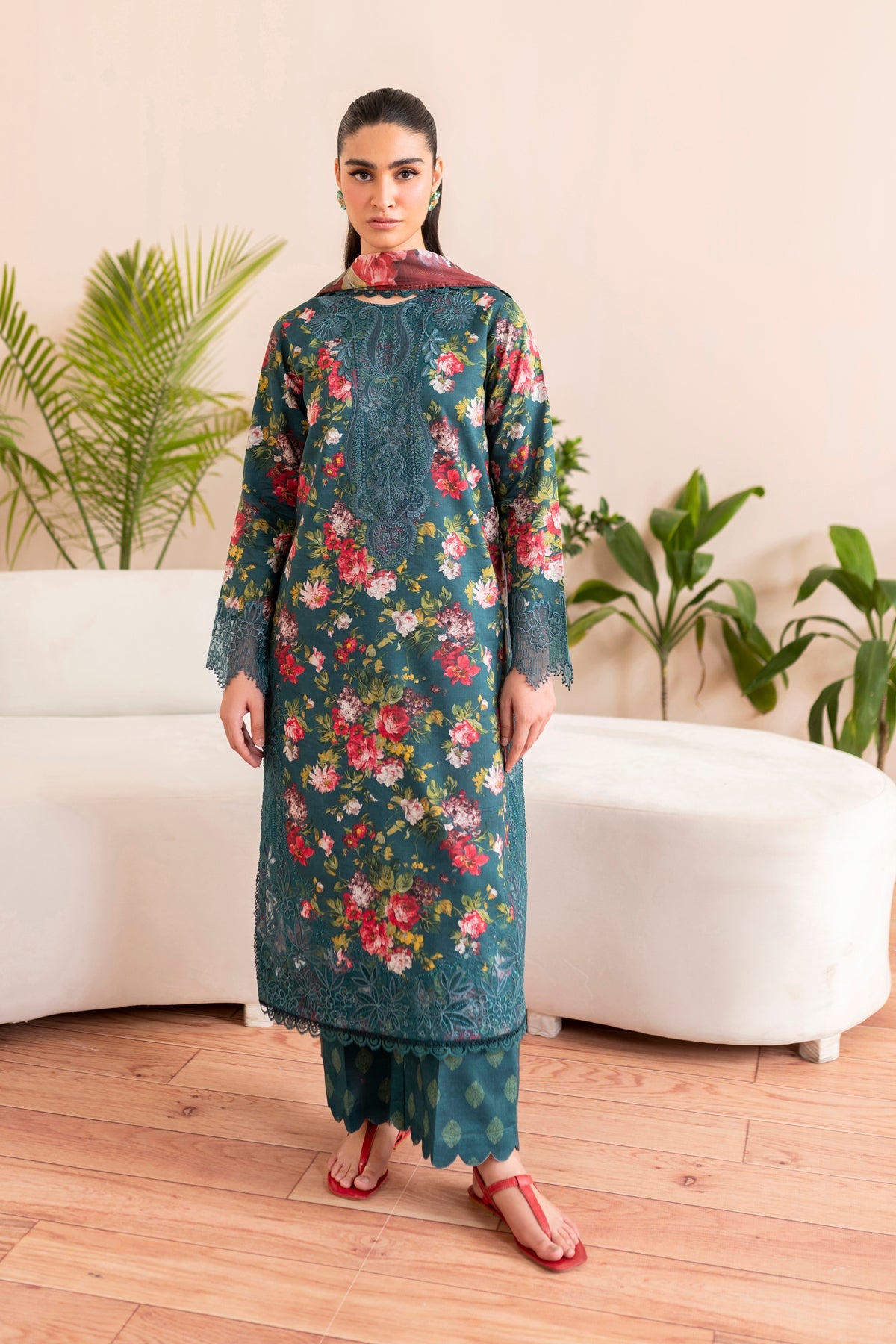 PRINTED CHIKANKARI LAWN