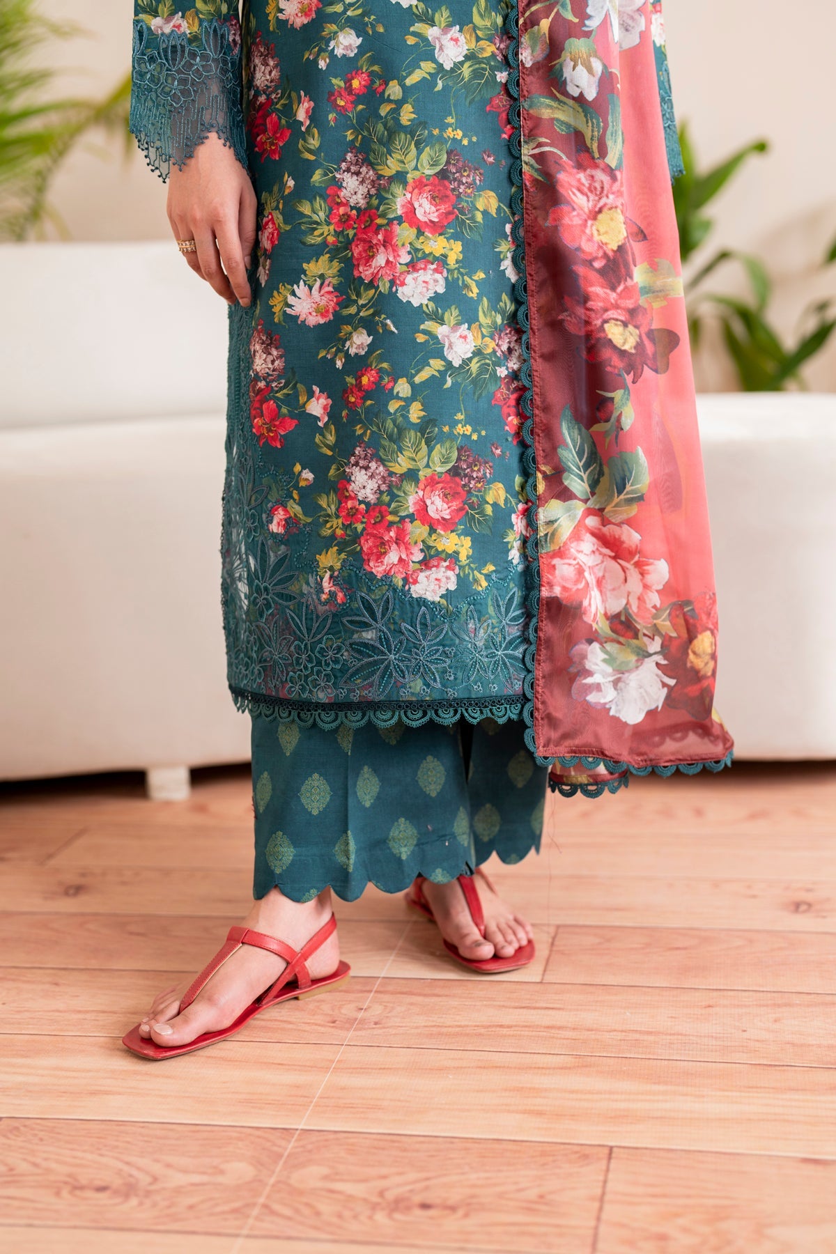 PRINTED CHIKANKARI LAWN
