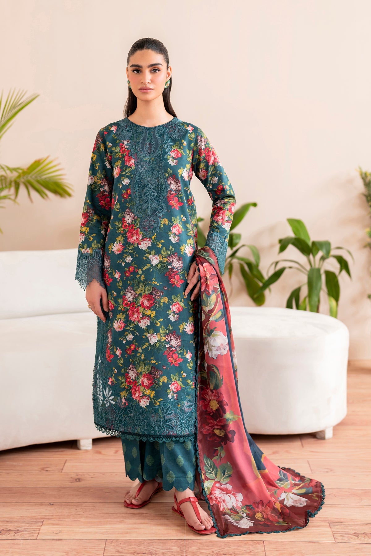 PRINTED CHIKANKARI LAWN