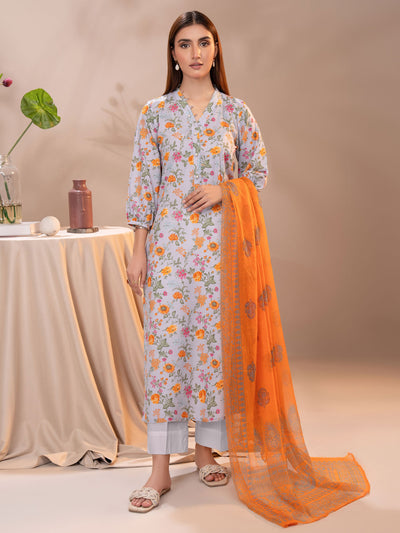 LIMELIGHT UNSTITCHED 3 Piece Printed Lawn Suit-U3577 sky