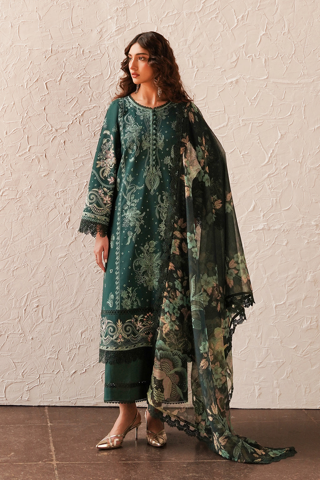 Afrozeh Chikankari Lawn || Viridian