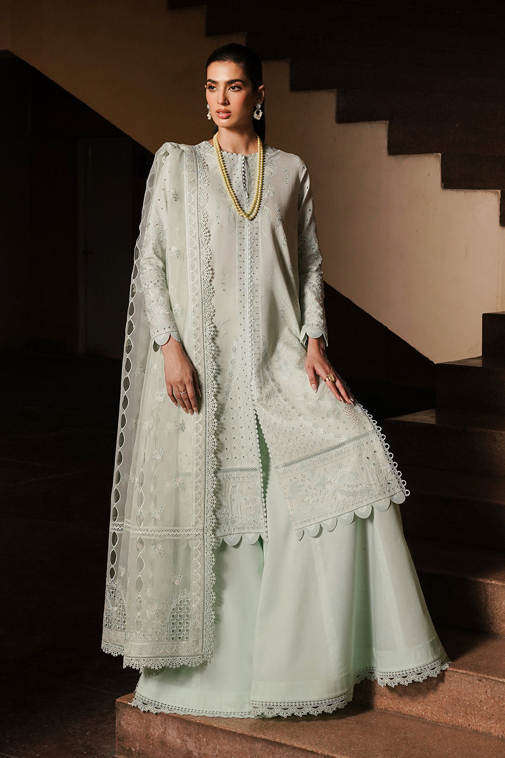 Afrozeh Chikankari Lawn || Celadon