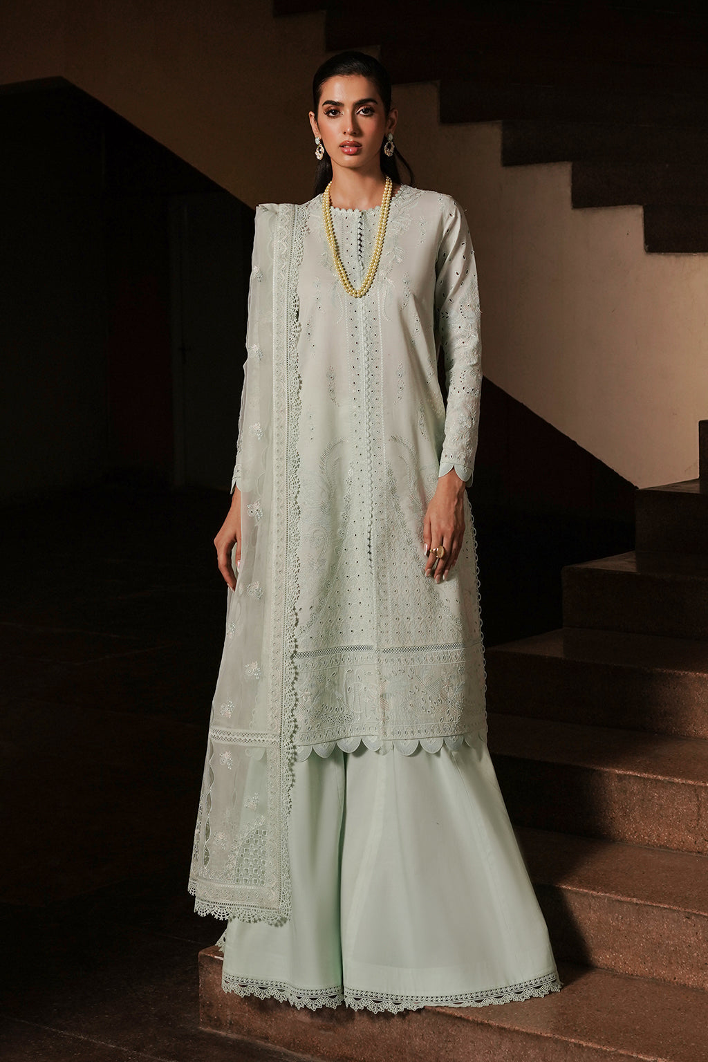 Afrozeh Chikankari Lawn || Celadon