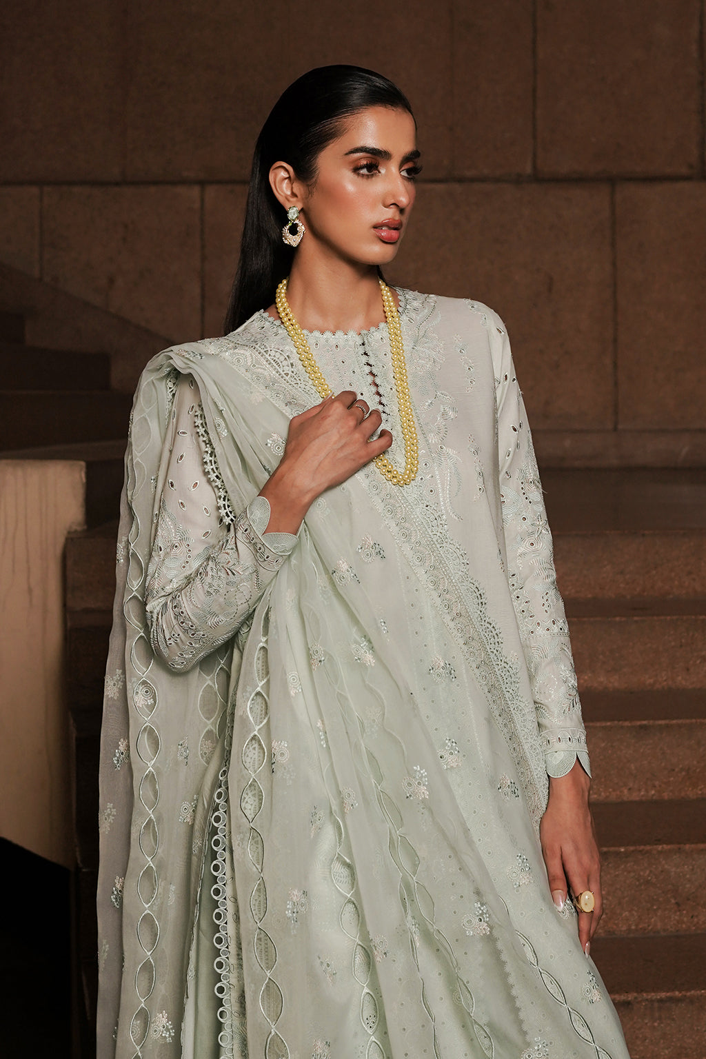 Afrozeh Chikankari Lawn || Celadon