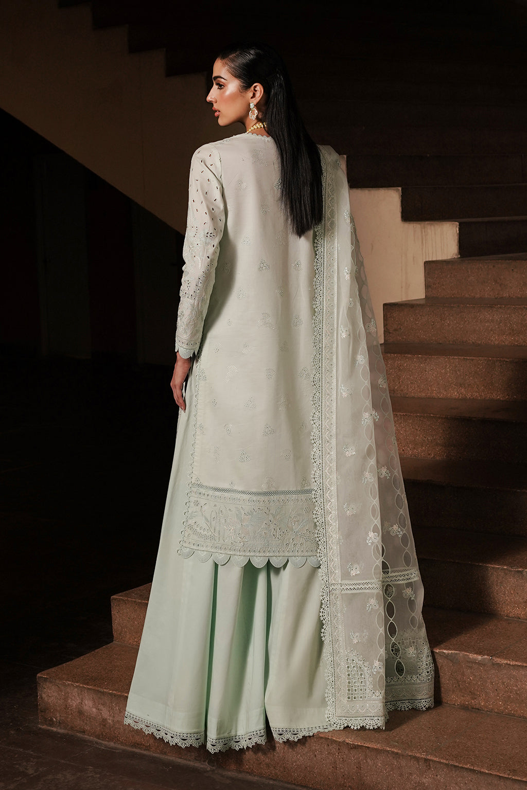 Afrozeh Chikankari Lawn || Celadon