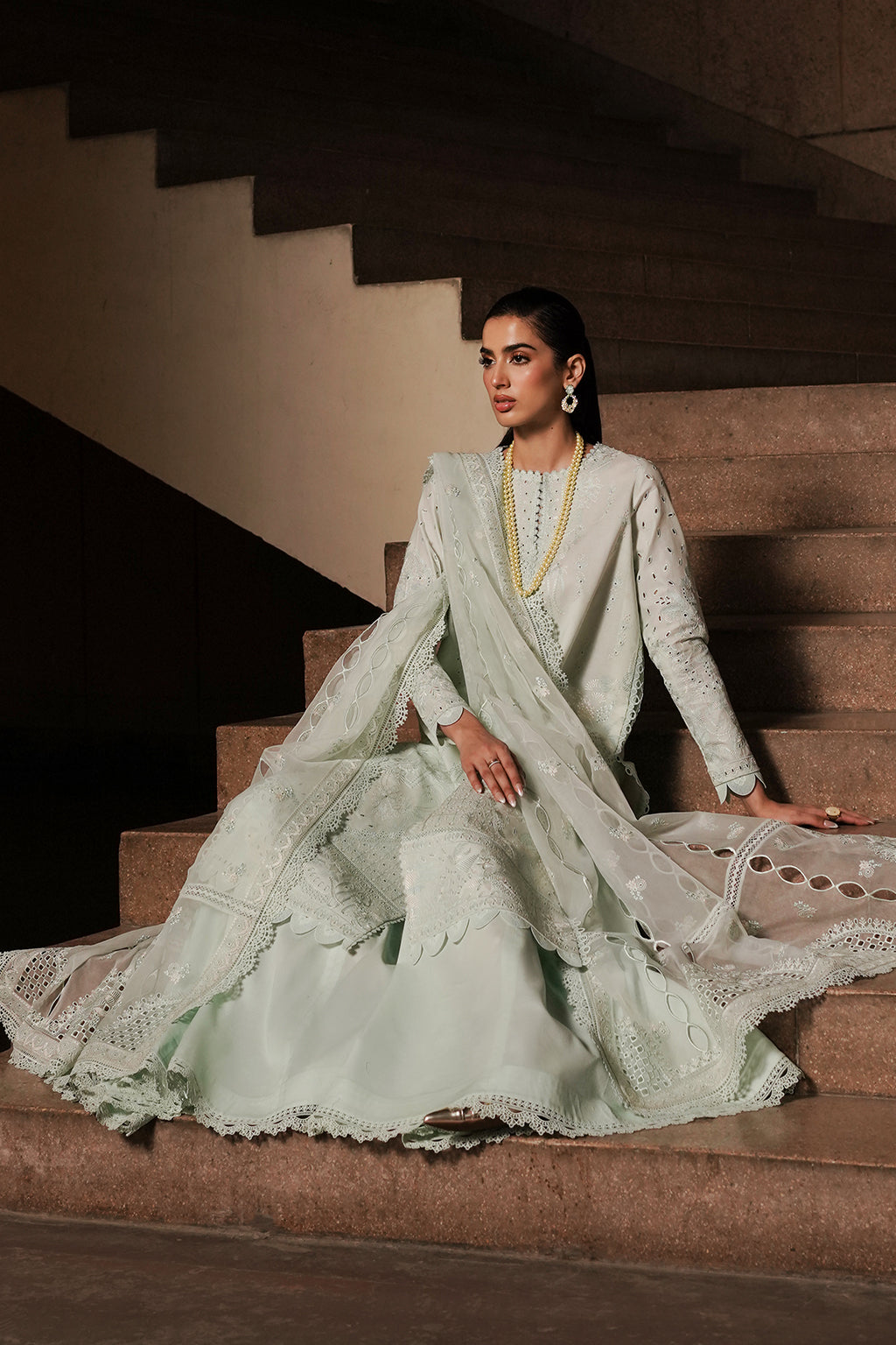 Afrozeh Chikankari Lawn || Celadon