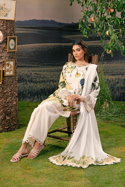 3 Pc Unstitched Embroidered Arabic Lawn Suit