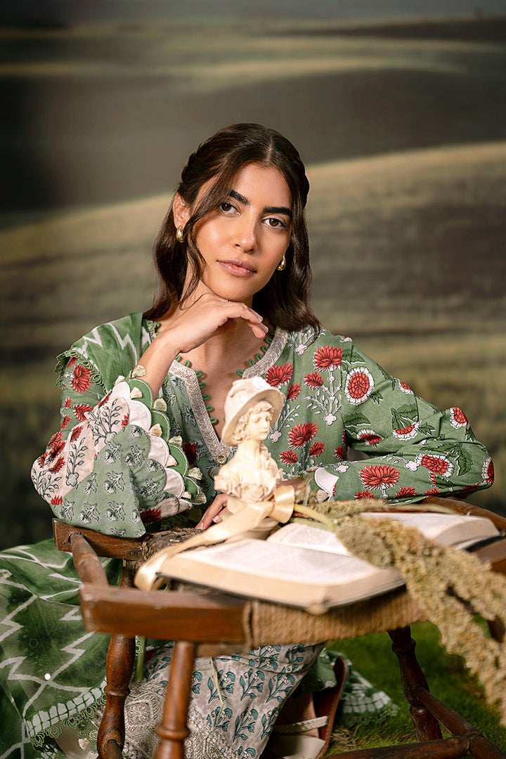 3 Pc Unstitched Embroidered Arabic Lawn Suit