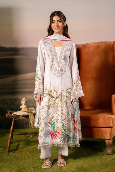 3 Pc Unstitched Embroidered Arabic Lawn Suit