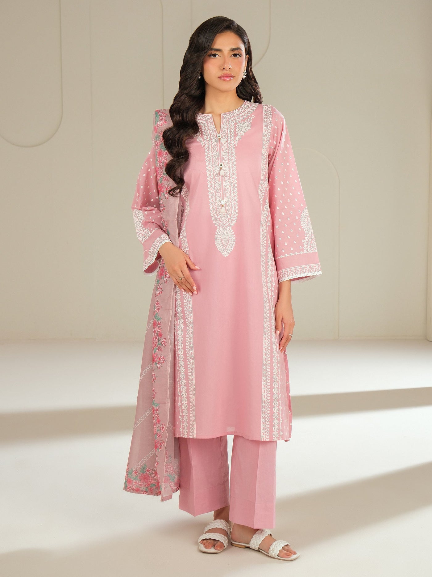 3 Piece Cambric Suit-Paste Print (Unstitched)