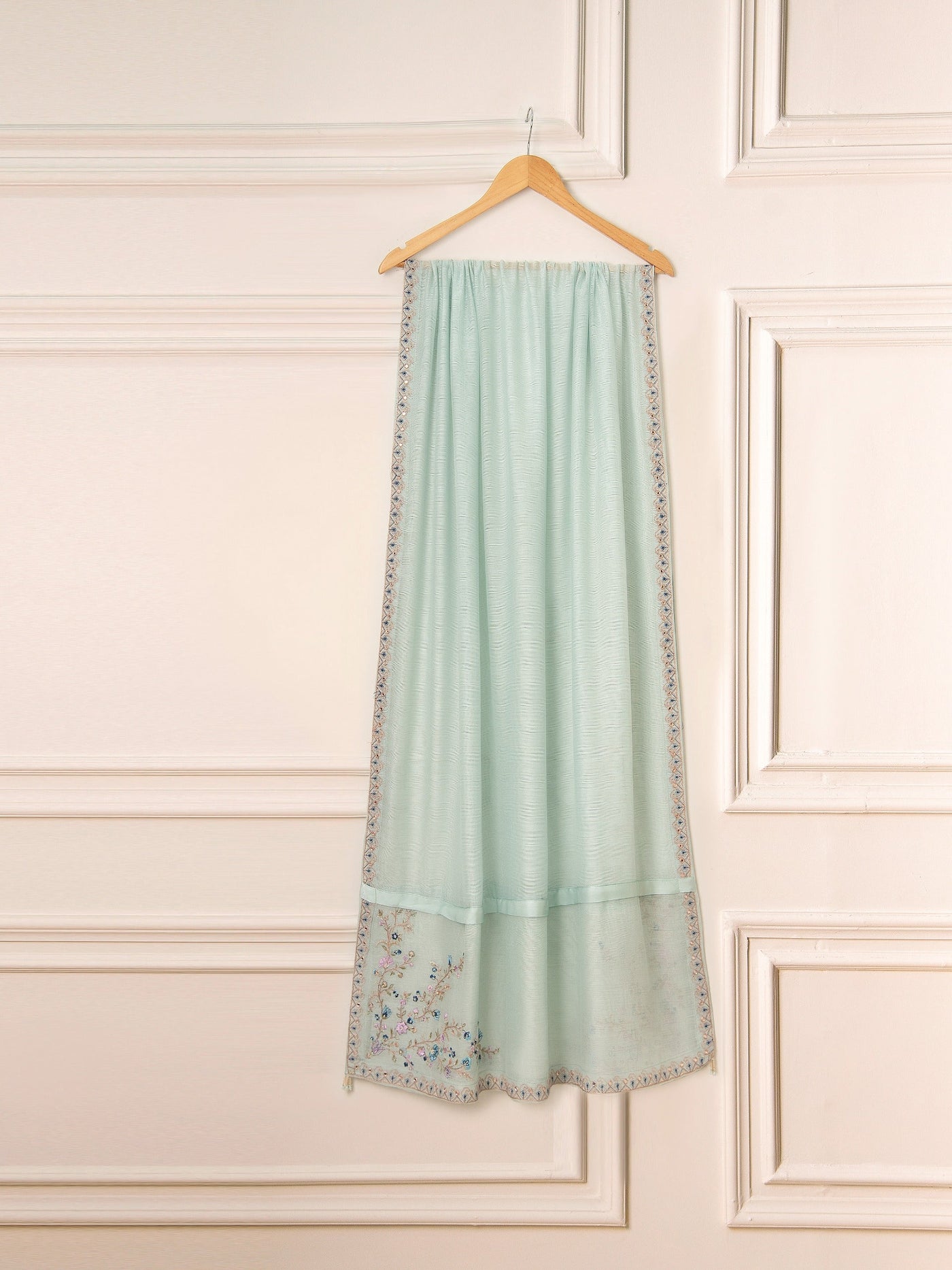 3 Piece- Pure Silk Net Embroidered Suit