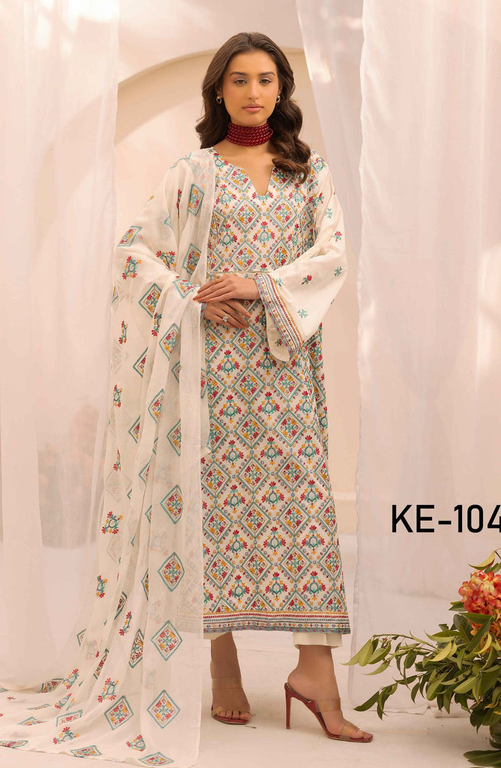 Embroidered Lawn Unstitched 3 Piece Suit