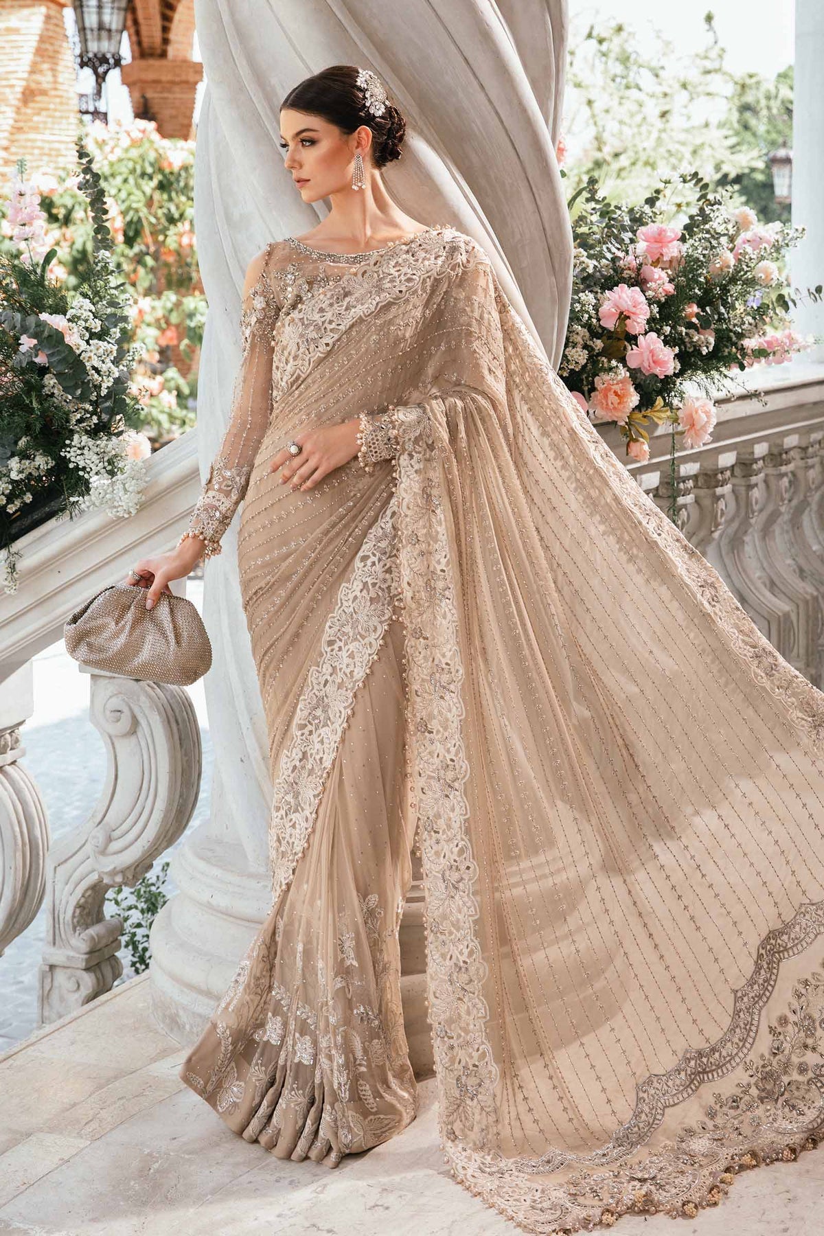 Unstitched Embroidered Saree | BD-2801