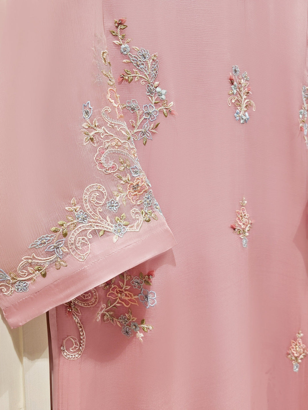 2 Piece - Pure Chiffon Embroidered Suit