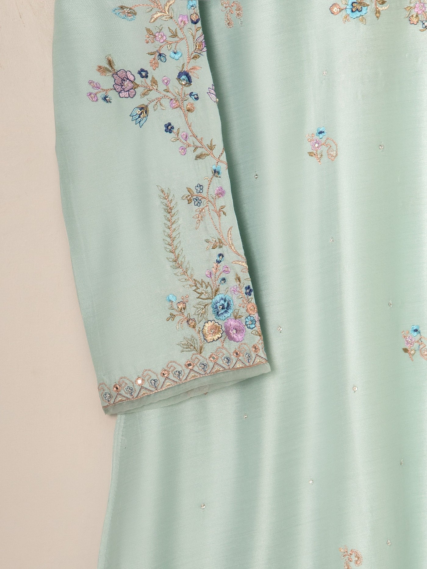3 Piece- Pure Silk Net Embroidered Suit