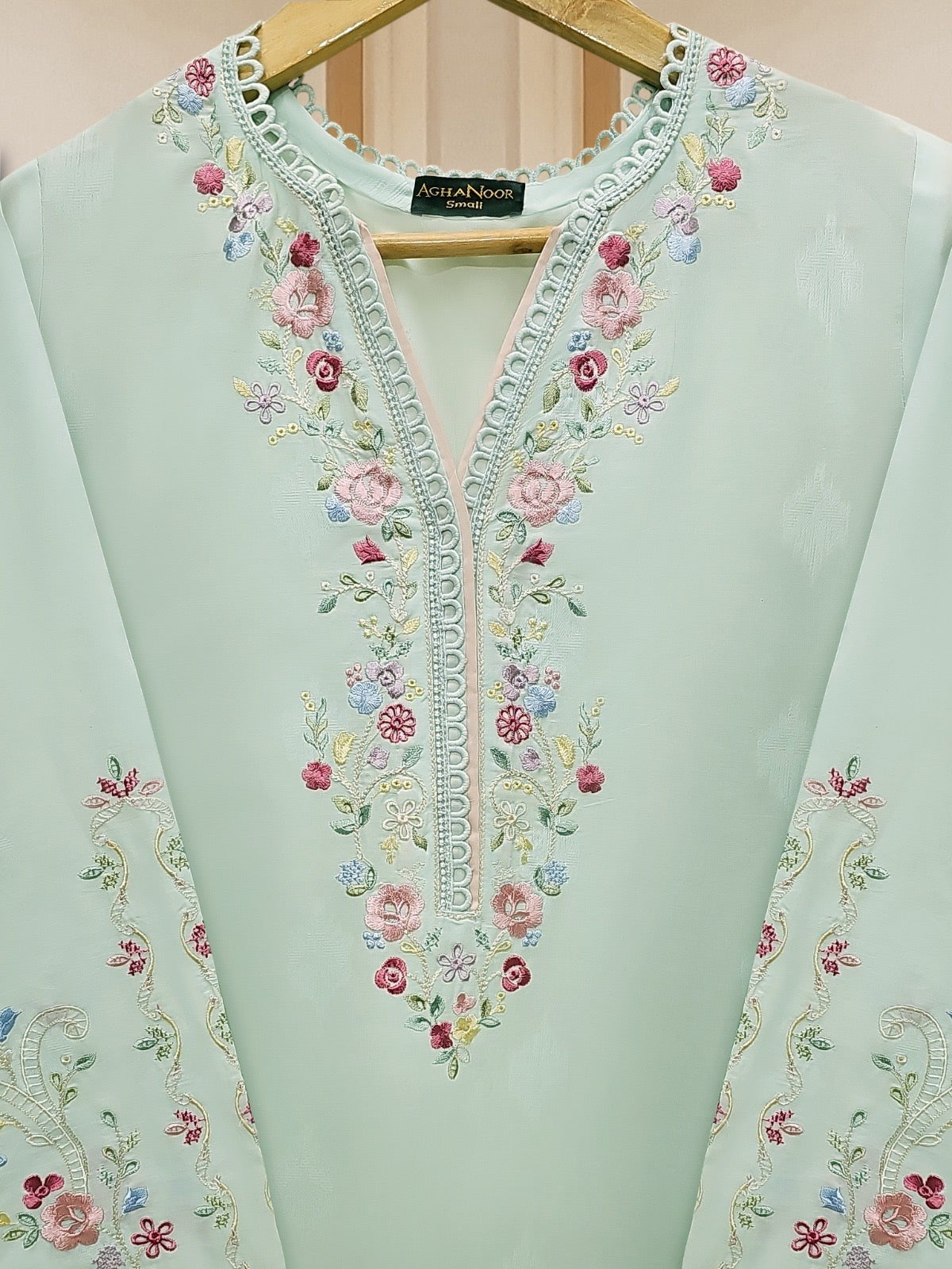 aghanoor || Embroidered Cambric Shirt S110324