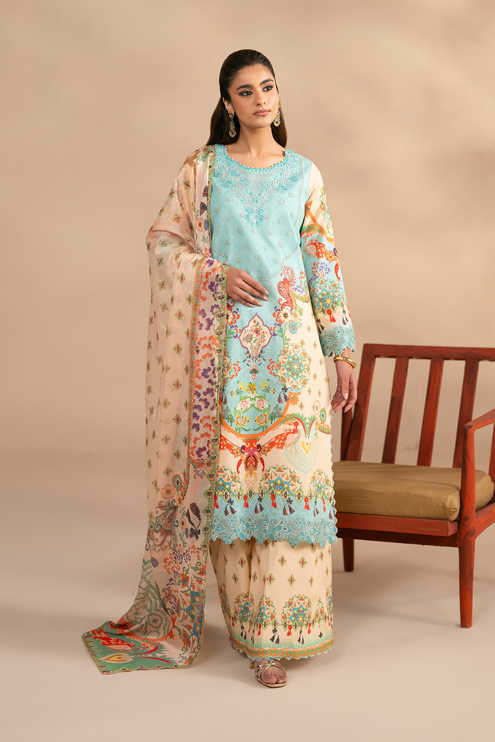 Embroidered Print Unstitched Lawn