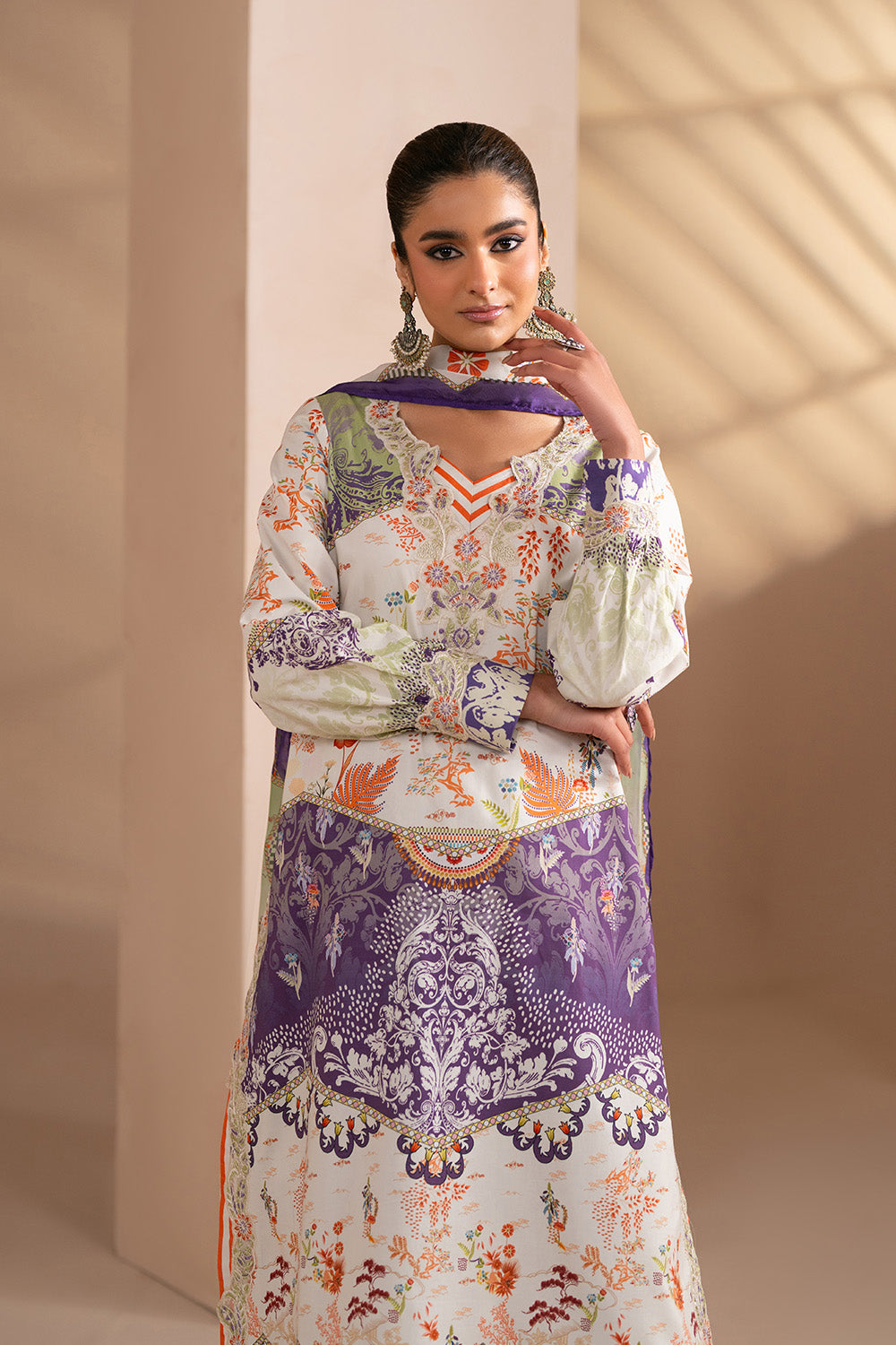 Embroidered Print Unstitched Lawn
