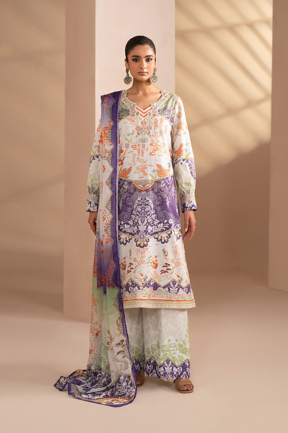 Embroidered Print Unstitched Lawn