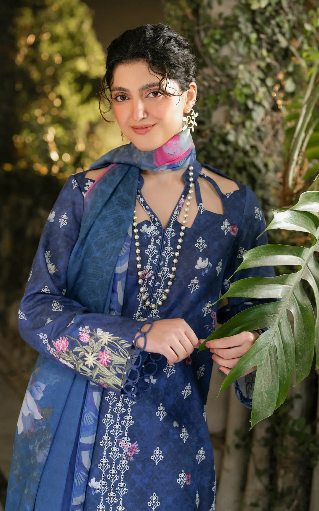 Chikankari digital printed lawn