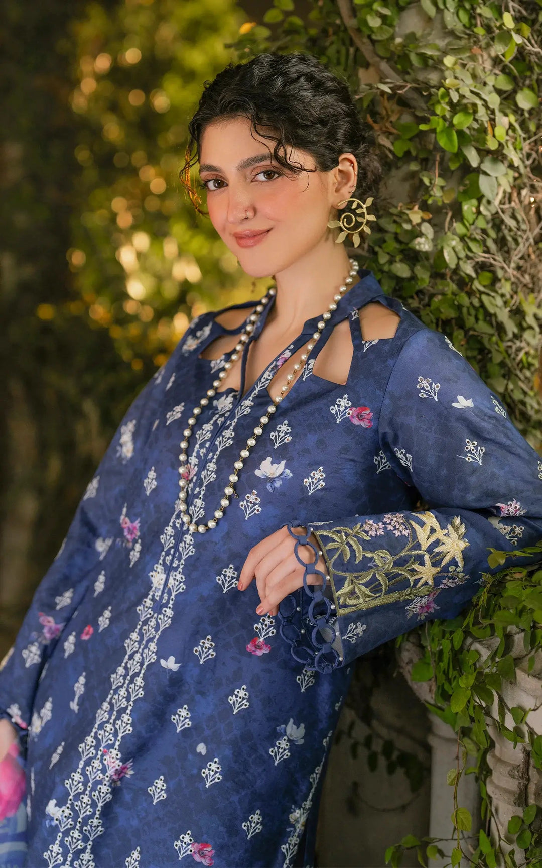 Chikankari digital printed lawn