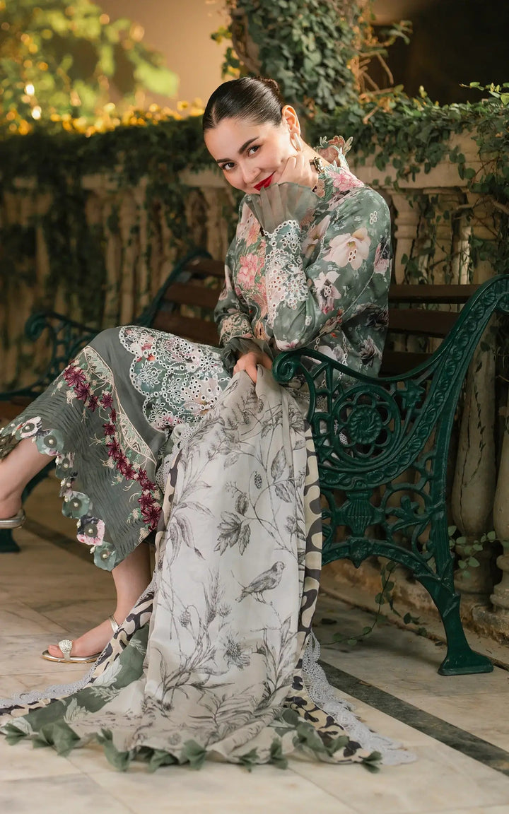 Chikankari digital printed lawn