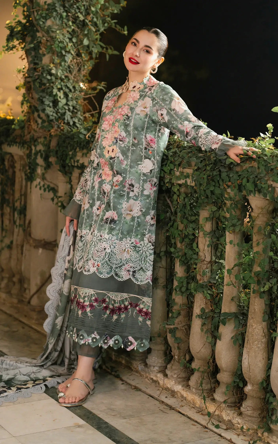 Chikankari digital printed lawn