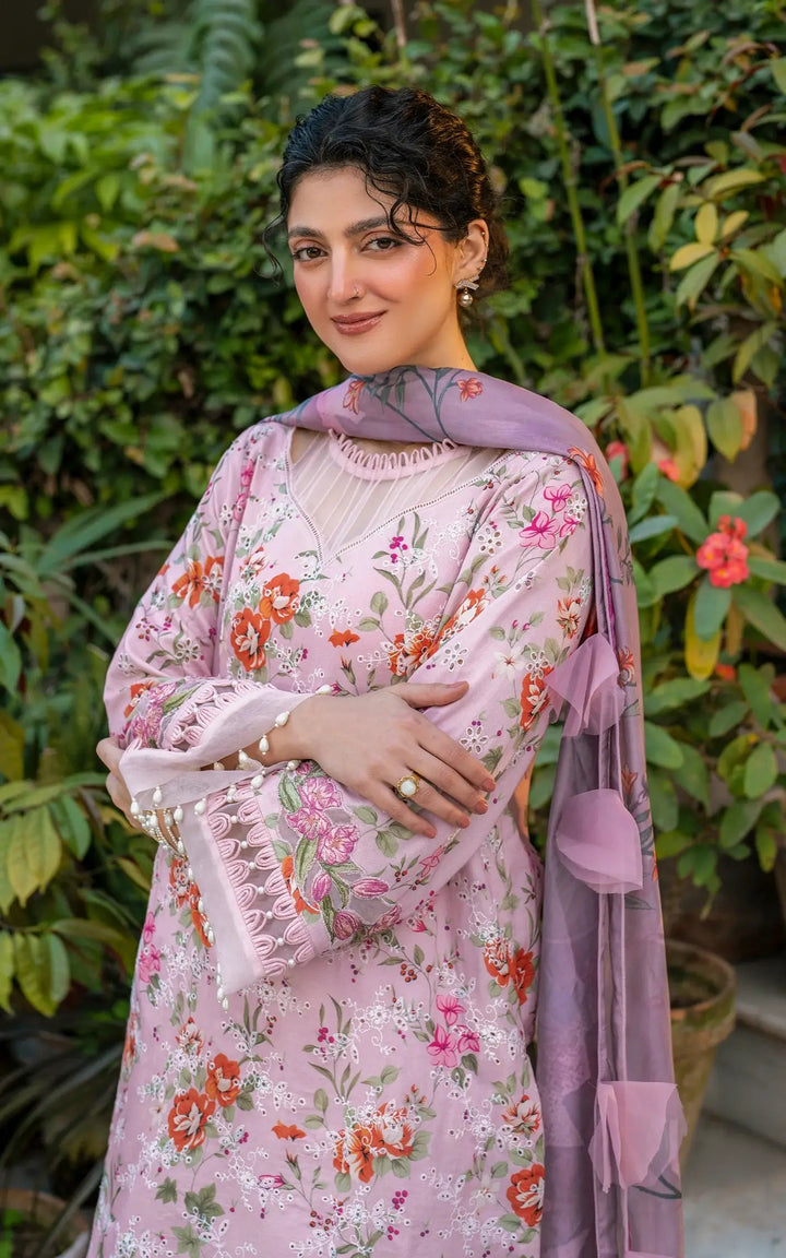 Chikankari digital printed lawn