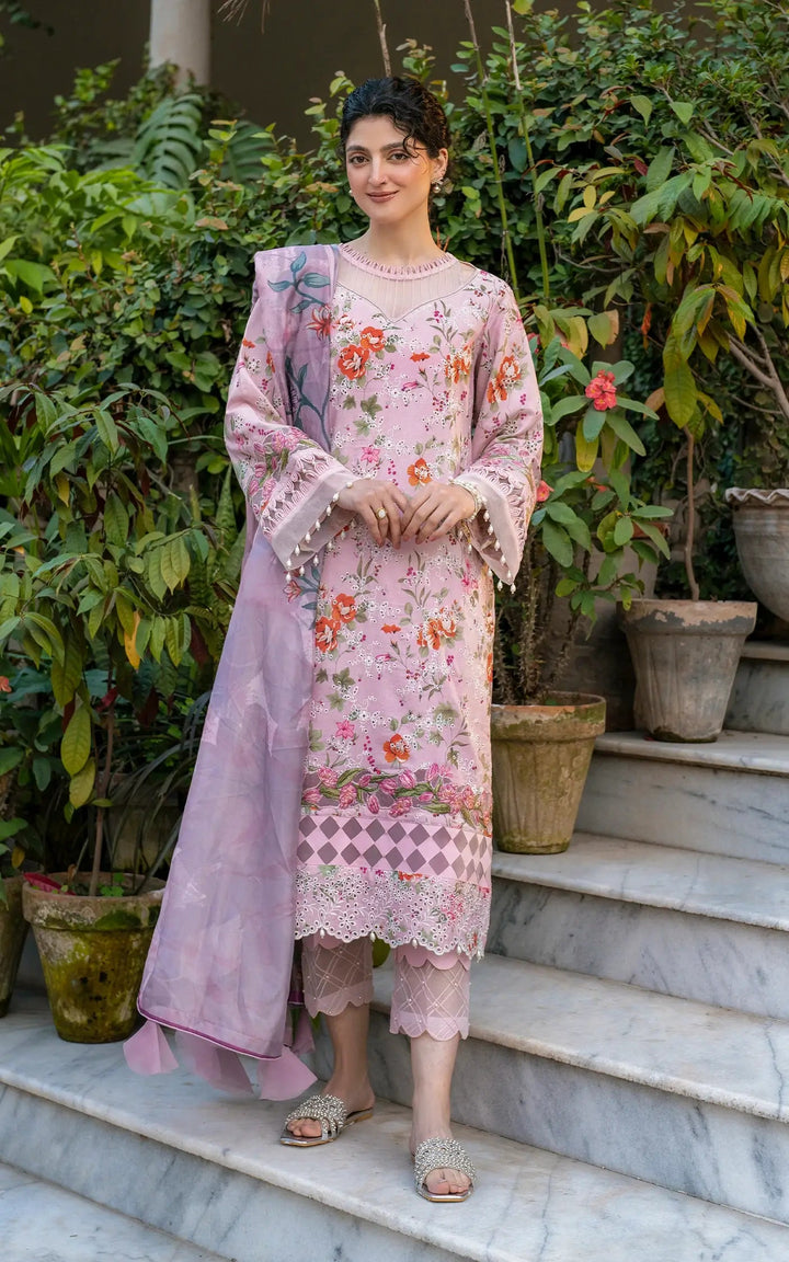 Chikankari digital printed lawn