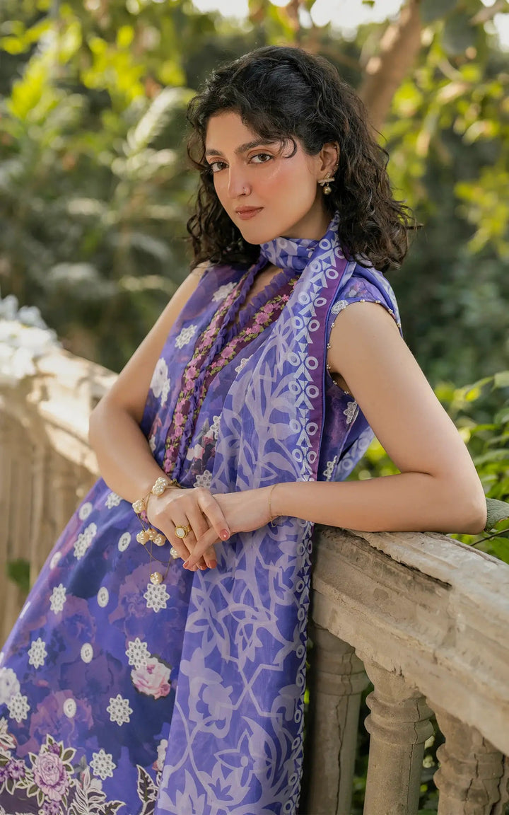 Chikankari digital printed lawn